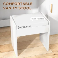 HOMCOM Illuminated Dressing Table Set, LED Vanity Table Set with Stool, LED Mirror, Drawer and Cabinet Shelves for Bedroom(m-7)