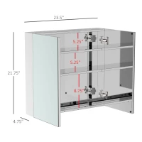 HOMCOM 24 x 22 Inch Stainless Steel Medicine Cabinet Wall Mounted Bathroom Mirror Storage Cabinet with Shelves(m-3)