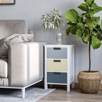 HOMCOM Bedside Table with 3 Drawers, Tall Nightstand for Bedroom, Modern Side Table with Storage, Multi-Colour(m-8)