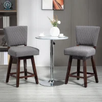 HOMCOM Set of 2 Swivel Counter Height Bar Stools with Footrest, Dark Grey(m-10)