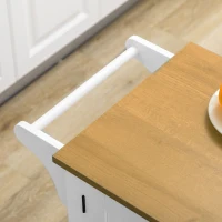 HOMCOM Modern Rolling Kitchen Island Cart with 3 Drawers Towel Rack Double Door Storage Cabinet White(m-9)