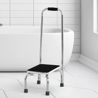 HOMCOM Step Stool with Handle for Adults and Seniors, Heavy Duty Metal Foot Step Stool for Elderly, Portable Stool with Anti-slip Design(m-6)