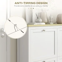 HOMCOM Entryway Shoe Storage Cabinet with 4 Flip Drawers, Adjustable Shelves, Narrow Shoe Cabinet for 20 Pairs of Shoes, White(m-7)