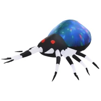 HOMCOM 5Ft Long Halloween Giant Scary Spider LED Lighted Airblown Inflatable Lawn Decoration Holiday Season Garden Decor(m-2)