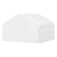 Outsunny 11.5' x 10' x 6.5' Outdoor Walk-in Greenhouse, Tunnel Green House with Roll-up Windows, Zippered Door, PE Cover, Heavy Duty Steel Frame, White(m-11)