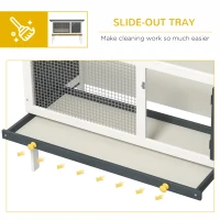 PawHut Wooden Outdoor Rabbit Hutch for Small Pet w/ Slide-out Tray, Openable Roof, 35" W x 18" D x 26" H, Dark Grey(m-6)