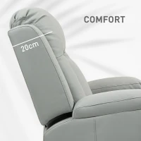 HOMCOM Recliner Chair with 8 Vibration, Overstuffed PU Leather Reclining Chair with Wide Seat, Cup Holders, Rocking, Light Grey(m-7)