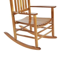 Outsunny Outdoor Rocking Chair, Patio Rocking Chair with Smooth Curves, High Density Wooden Rockers for Lawn Garden Porch, Supports Up to 350lbs, Natural(m-9)