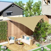 Outsunny Triangle 16.4' Canopy Sun Sail Shade Garden Cover UV Protector Outdoor Patio Lawn Shelter with Carrying Bag (Sand)(m-8)