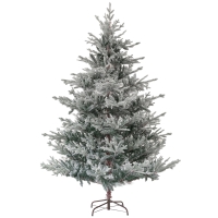 HOMCOM 7.5 Foot Artificial Nordic Pine Christmas Tree with Snow, Easy Assembly, Hinged Xmas Tree for Home Office Holiday
