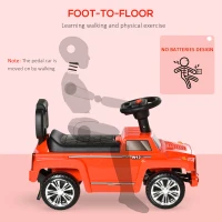 Aosom Kids Ride on Push Car, SUV Style Sliding Walking Car for Toddle with Horn, Music, Working Lights, Hidden Storage and Anti-dumping System, Red(m-6)