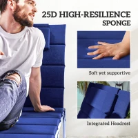 Outsunny Foldable Chaise Lounge Cushion Set of 2, Outdoor Lounge Chair Cushion Set, UPF50+ 230gsm Olefin, 80" x 26" Dark Blue(m-5)