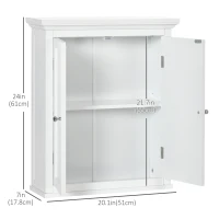 kleankin Over Toilet Storage Cabinet, Bathroom Wall Cabinet with Adjustable Shelf for Living Room and Entryway, White(m-3)