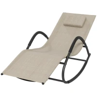 Outsunny UV Water Resistant Rocking Chair for Sunbathing, Lawn, Garden or Pool, Light Brown(m-1)