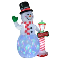 HOMCOM 7.9 feet Christmas Inflatable Snowman Decoration Airblown Lighted for Home Indoor Outdoor Garden Lawn Decoration Party Prop(m-2)