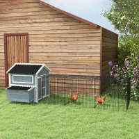 PawHut 11' x 5' x 3.5' Wooden Chicken Coop with Nesting Box, Run, Pull-out Tray, Perches for 2-4 Chickens, Dark Gray(m-10)