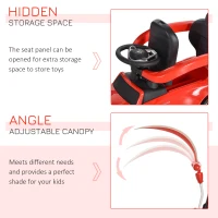 Aosom 2 in 1 Push Car for Toddlers for 1-3 Years Old, Officially Licensed AMG C63 Baby Car, Kids Stroller Sliding Car with Sun Canopy Foot Rest Horn Sound Safety Bar Cup Holder, Red(m-7)