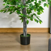 HOMCOM 4.5ft Ficus Artificial Plant with Realistic Leaves, Potted Fake Tree for Home Office Indoor Decor, Green(m-10)