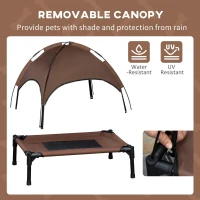 PawHut Elevated Dog Bed with Canopy, Portable Raised Dog Cot for M Sized Dogs, Indoor & Outdoor, 30" x 24" x 29", Coffee(m-6)