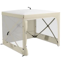 Outsunny 7' x 8' Pop Up Canopy Tent, Camping Tent Sun Shade Shelter with Curtains, Nettings and Carrying Bag, UV-Resistant(m-11)