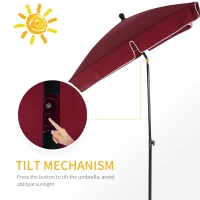 Outsunny 6.5x4ft Rectangle Patio Umbrella Aluminum Tilt Adjustable Garden Parasol Sun Shade Outdoor Canopy Wine Red(m-4)