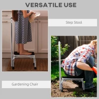 HOMCOM Step Stool with Handle for Adults and Seniors, Heavy Duty Metal Foot Step Stool for Elderly, Portable Stool with Anti-slip Design(m-5)