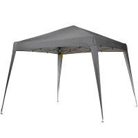 Outsunny 8' x 8' Pop Up Canopy, Outdoor Folding Tent, Portable Party Tent with Carrying Bag for Camping, Party, Picnic, Grey(m-2)