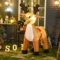HOMCOM 6ft Christmas Inflatables Outdoor Decorations Reindeer, Blow-Up Yard Christmas Decor with LED Lights Display(m-10)