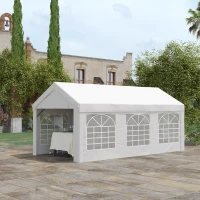Outsunny 19.7' x 9.7' Heavy Duty Party Tent & Carport with Removable Sidewalls and Double Doors, Large Canopy Tent, Sun Shade Shelter, for Parties, Wedding, Outdoor Events, BBQ, White(m-10)