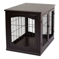 PawHut Dog Crate Furniture, 32" Small Dog Cage End Table with 2 Doors, Lockable Door, Puppy Kennel Indoor, Coffee(m-8)
