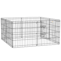 PawHut 24inch Foldable Metal Exercise Pet Playpen Yard Dog Puppy Kennel Cage 8 Panel(m-2)