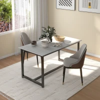 HOMCOM 63"-79" Collapsible Dining Table for 4-6, Foldable Kitchen Table with Steel Frame for Dining Room, Grey Wood Grain(m-8)