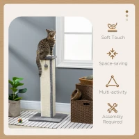 PawHut 32" Tall Cat Scratching Post for Indoor Cats and Kittens, Sisal Cat Scratcher with Hanging Ball Soft Plush, Grey(m-4)