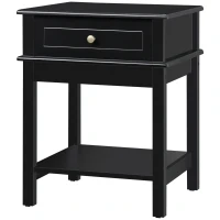 HOMCOM Modern Nightstand, Accent End Side Table with Drawer and Storage Shelf, Bedside Table for Bedroom, Black(m-11)