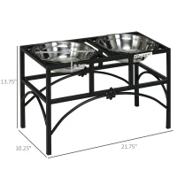PawHut Elevated Dog Bowls, Double Stainless Steel Heavy Duty Dog Food Bowl Elevated Pet Feeding Station, 14" H(m-3)