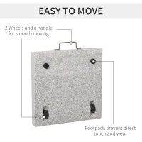 Outsunny 55 lbs Marble Square Umbrella Stand 16.5" Market Heavy Holder Base w/ Wheels, Grey(m-5)