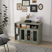 PawHut 47" Dog Crate Furniture with Storage, for Large Medium Dogs, Gray(m-10)