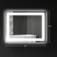 HOMCOM Dimmable Bathroom Mirror with Lights, 32" x 24" Backlit/Front Lit LED Mirror, Anti-Fog, Memory, Infinite Color Temp(m-3)
