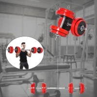 Soozier 44lbs 2-In-1 Dumbbell & Barbell Adjustable Set Strength Muscle Exercise Fitness Plate Bar Clamp Rod Home Gym Sports Area(m-8)