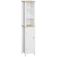 kleankin Bathroom Storage Cabinet with 3 Tier Adjustable Shelf Storage, Linen Tower Enclosed Cabinet for Anti-Toppling Design, White(m-11)
