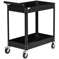 DURHAND 2 Tier Rolling Tool Cart with Wheels, Steel Mobile Service Utility Cart for Garage, Mechanics and Warehouse, 330lbs Capacity, Black(m-11)