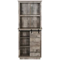 HOMCOM Freestanding Rustic Kitchen Buffet with Hutch, Pantry Storage Cabinet with Sliding Barn Door, Adjustable Shelf, Vintage Wood(m-11)