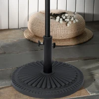 Outsunny Patio Umbrella Base Stand, Round Cement Parasol Holder for Outdoor, Patio, Garden, Beach, Fits Φ1.4", Φ1.5" and Φ 2" Pole, Black(m-8)