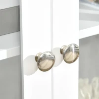 HOMCOM Sideboard, Buffet Cabinet with 4 Tempered Glass Doors, Arc Pattern and Adjustable Storage Shelf, Credenza, White(m-9)