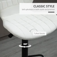 HOMCOM Bar Stools Set of 2 Adjustable Height Swivel Bar Chairs in PU Leather with Backrest & Footrest, White(m-7)