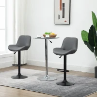 HOMCOM PU Leather Bar Stools Set of 2, Adjustable Height Swivel Bar Chairs with Footrest for Home Pub Area, Grey(m-8)