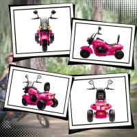 Qaba 6V 3 Wheel Electric Motorcycle for Kids, Battery Powered Motorbike w/ Headlights, Music, Forward & Reverse, Pink(m-8)