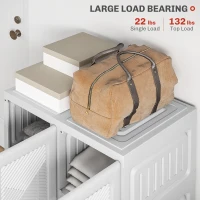 HOMCOM Portable Wardrobe, Foldable Clothes Storage Organizer with 6 Compartments, Magnet Doors, Easy Assembly, White(m-6)
