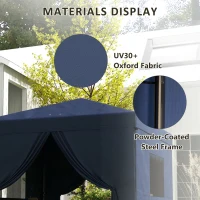 Outsunny 10' x 10' Pop Up Canopy Tent, Instant Sun Shelter, with Wheeled Bag and Mesh Windows, Height Adjustable, Dark Blue(m-7)