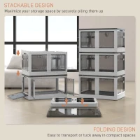 HOMCOM 3 Packs of Collapsible Stackable Storage Bins with Lids, Wheels, 18 Gal, White(m-5)